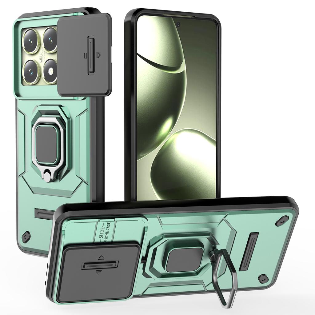 For Xiaomi 14T Case PC+TPU Kickstand Phone Protector with Lens Cover