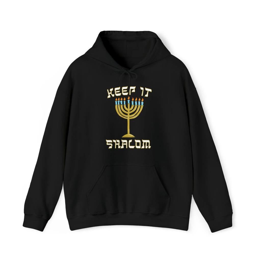 Keep Is Shalom Hanukkah Menorah Graphic Hoodie