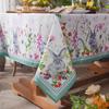 Easter Tablecloth Rabbit Flowers Spring Waterproof Table Cover Farmhouse Holiday Party Outdoor Picnic Home Dining Table Decor