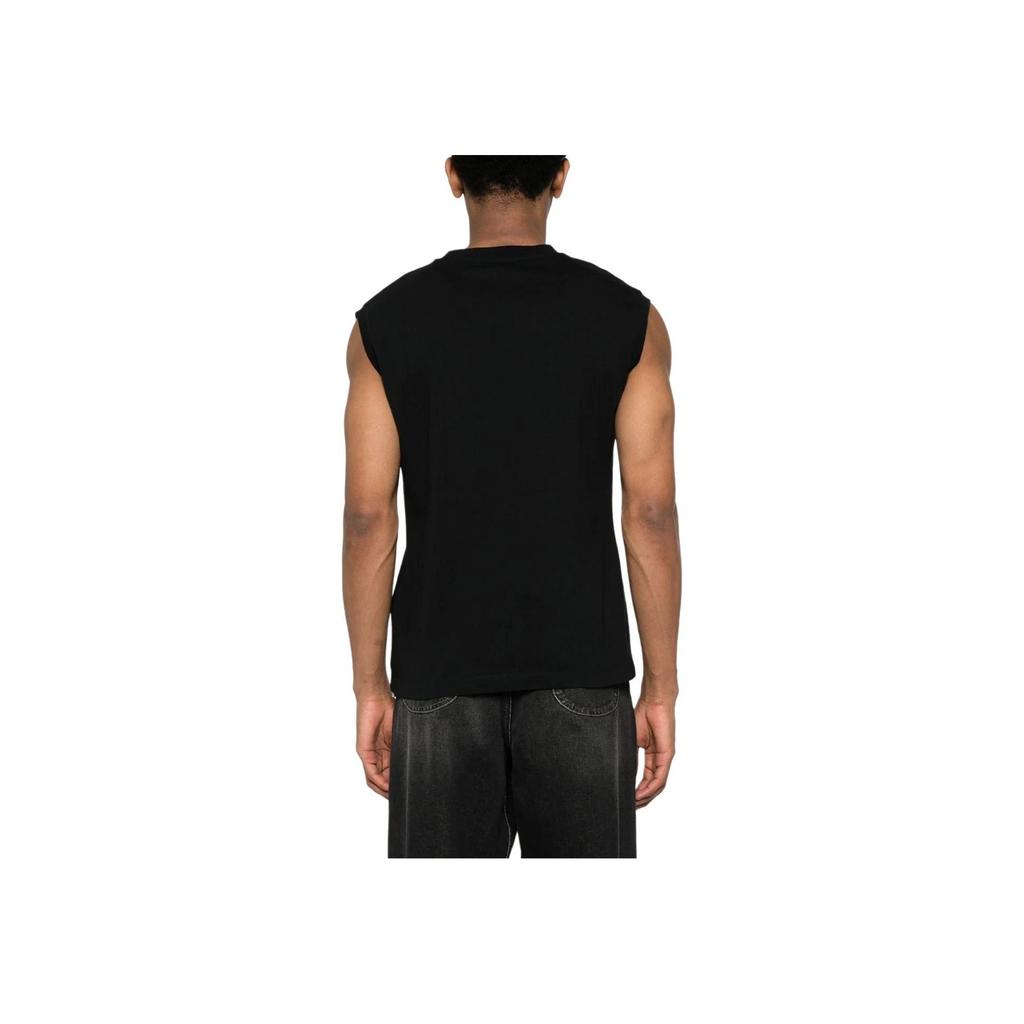 Off-White Ss24 Solid Color Round Neck Fitted Sleeveless Vest Regular Fit Men tops Black OMAC027C99JER0011001