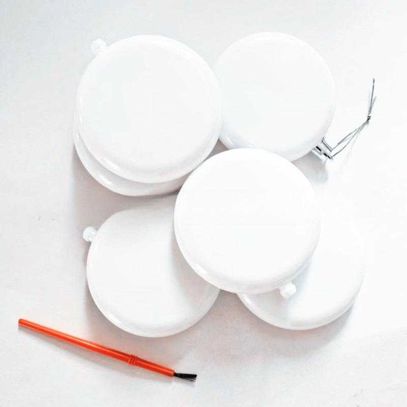 10pcs 8cm/3.15in White Round Blank Ball Ornaments with Silvery Wire for DIY Christmas Tree Decoration