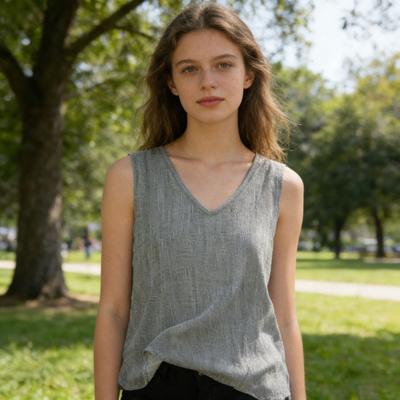 Women Tops V Neck Sleeveless Loose Fit Vest Summer Shirt Casual Tank Tops Lightweight Breathable Daily Wear