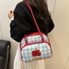 Cute Contrasting Color Large-capacity Bag Women's Summer New Shoulder Bag Simple Plaid Student Backpack