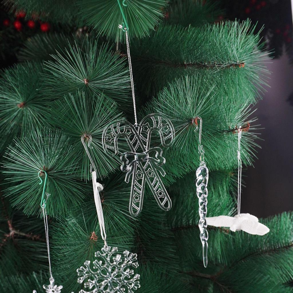 Gancho Creativo Verde en Forma de S para Adorno de Árbol de Navidad - Accesorio Colgante de Plástico Transparente
