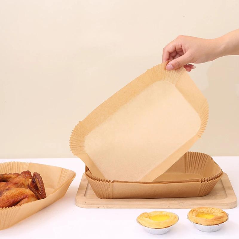 50/100PCS Disposable Air Fryer Paper Bakeware Tray Non-Stick Mat Oil-proof Liner Barbecue Pad for Kitchen Oven Baking Paper