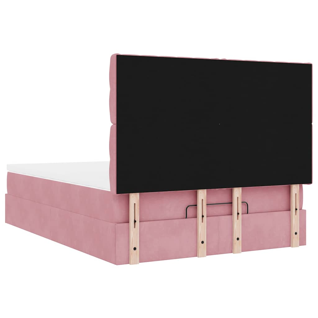 Ottoman Bed with Mattress Pink 140x190 Cm Velvet