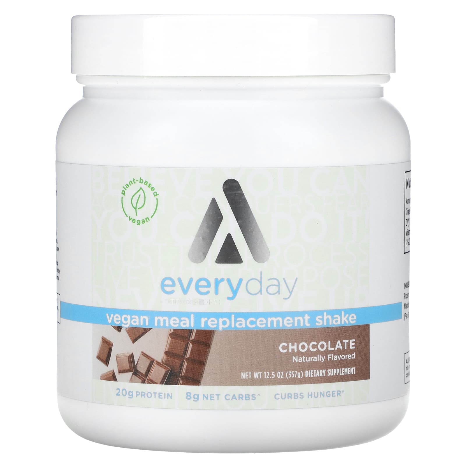 

TransformHQ, Everyday, vegan meal replacement shake, chocolate flavor, 357g (12.5oz)