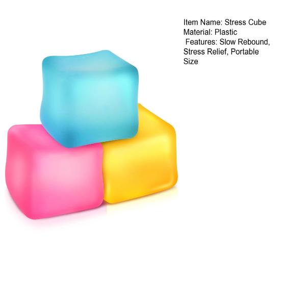 3Pcs Stress Cube Fidget Toy Anxiety Relief Ice Cube Squeeze Decompression Toy Soft Stress Ball Sensory Toy Kids Teens Adults Gift