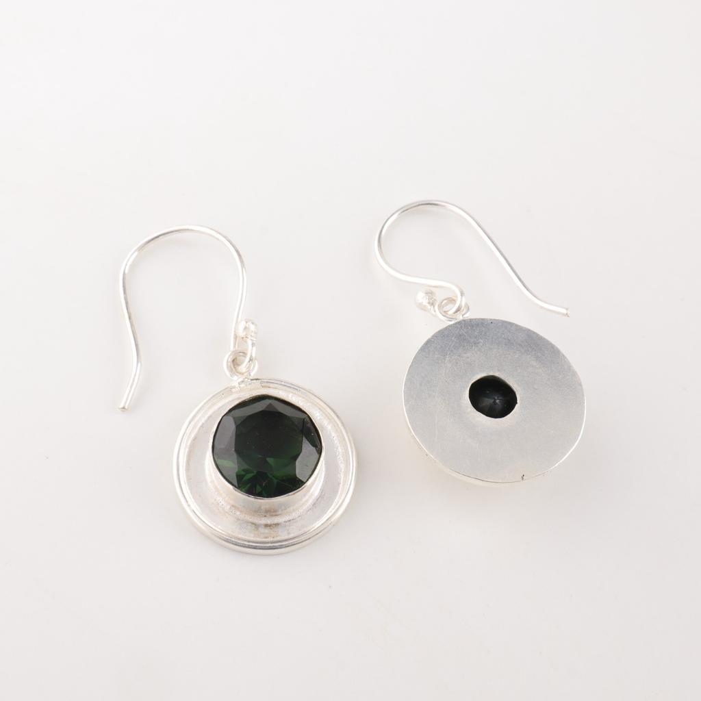 Green Tourmaline Gemstone 925 Sterling Silver Jewelry Handmade Earrings 1.40" EE-4-43