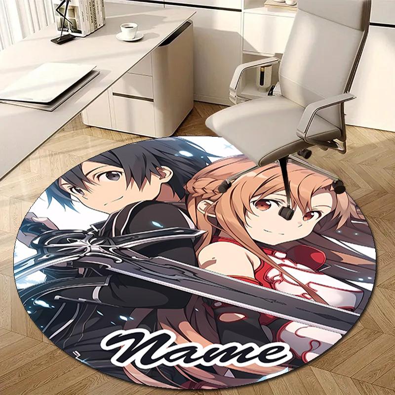 Personalized S-Sword Art Online Round Chair Office Rug - Perfect for Mat, Office Chair & More - Ideal Gift for Birthdays and Holidays
