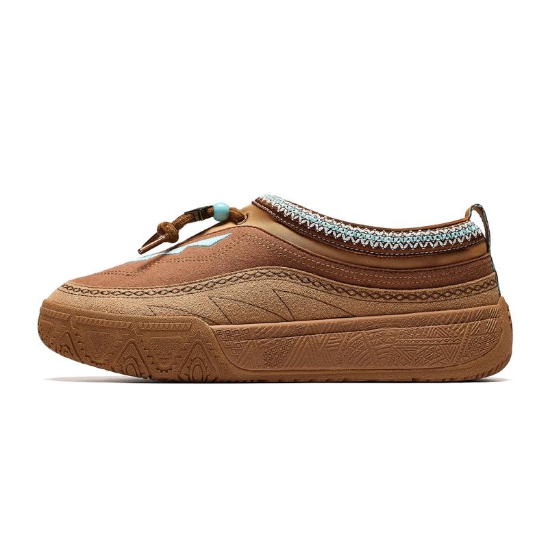 Laarzen ANTA Hélà Code Slide Sneeuwlaarzen Dames Bruin Beige Kleurblok Cyan Wit Etnisch Patroon 38.5