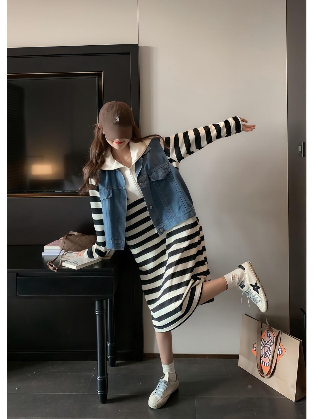 

Korean Style Sailor Collar Sweatshirt Dress - Versatile Casual Top for Women, 2025 Trend XL