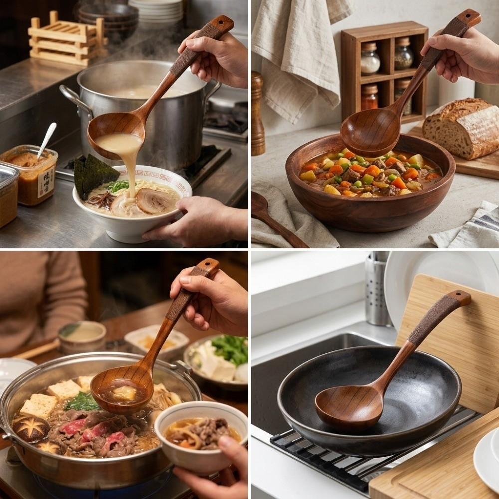 Fabric Decoration Rice Serving Spoon Solid Wood Cooking Scoop Food Ladle Kitchen