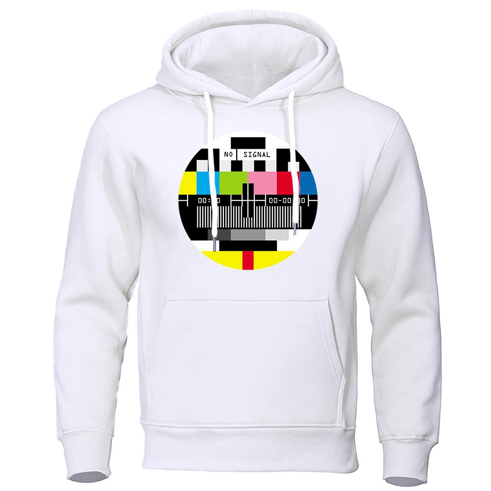 

Смешной свитшот с логотипом No Signal, модная повседневная винтажная свободная толстовка с капюшоном, корейская флисовая одежда 3XL