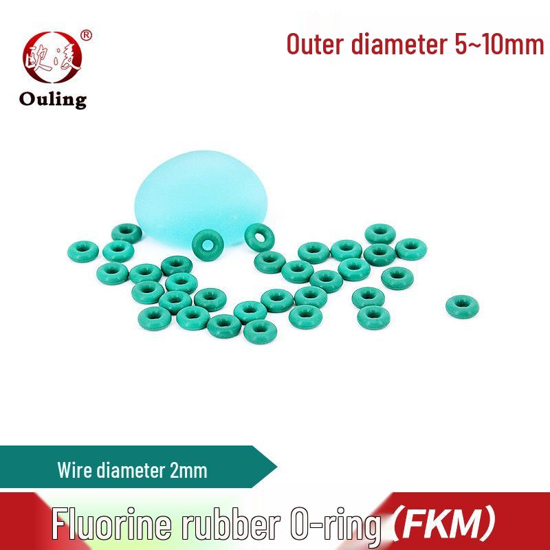 Green Fluororubber O-ring, Outer Diameter: 5-10mm, Thickness: 2mm 5*2mm (10 pcs) Green Fluororubber O-ring