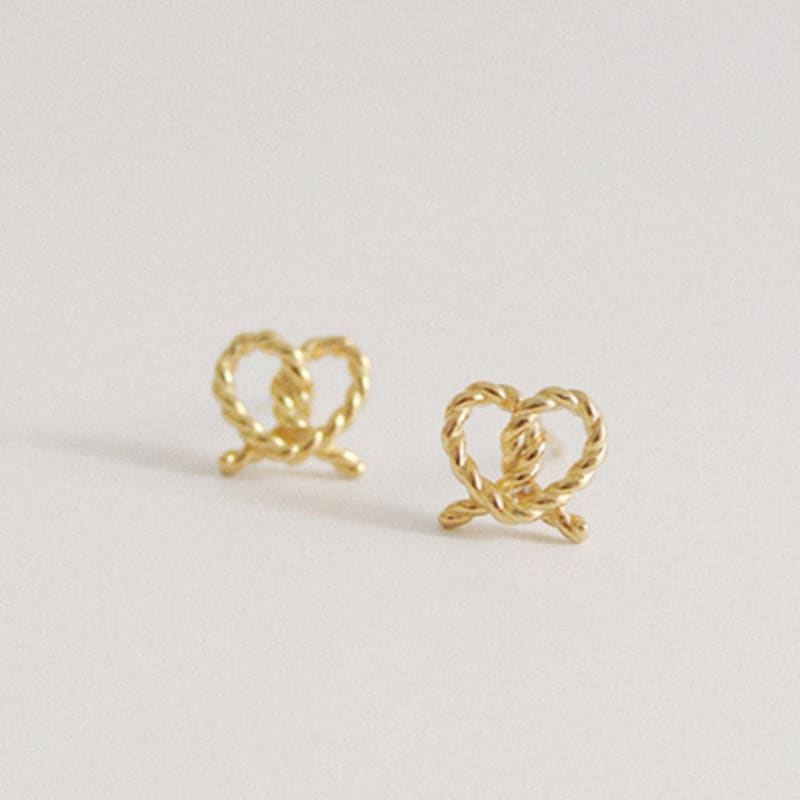 Modernlike 14k Gold-filled Silver Antique Twisted Pretzel Heart Earrings