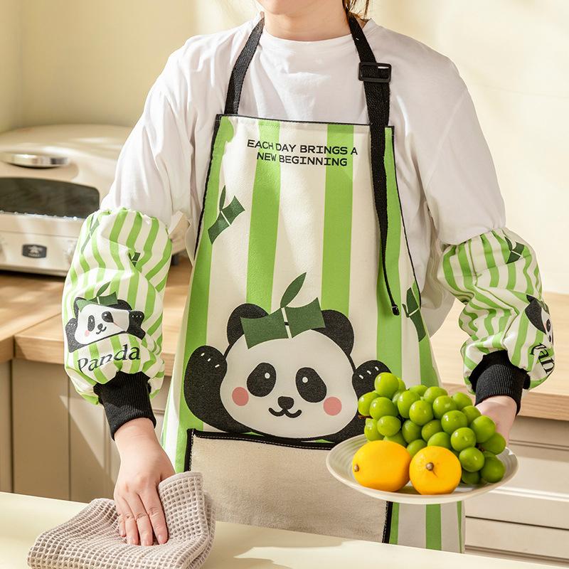 Waterproof Oil-Proof Household Apron Hand-Wiping Design Adjustable Shoulder Strap with Pocket for Cooking Baking Dishwashing