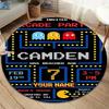 Pac-Man Custom Name Round Area Rug,Carpet Rug for Living Room Bedroom Sofa Playroom Decor,Non-slip Floor Mat