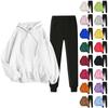 Women's Two-piece Casual Solid Color Ribbed Long Sleeved Sweatshirt And Pants Set