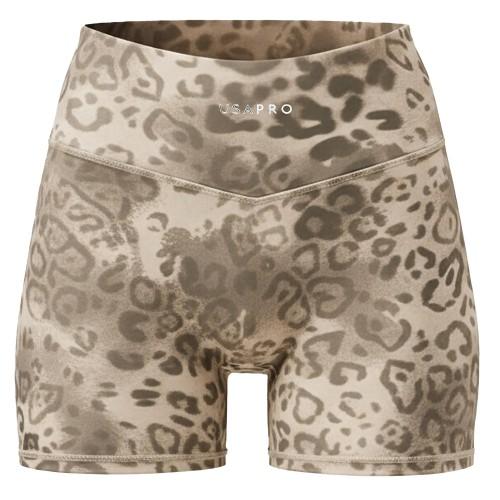 USA Pro Womens/Ladies Leopard Compression Cycling Shorts