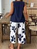 Elegant Women's Printed 7-Point Casual Pantsuit