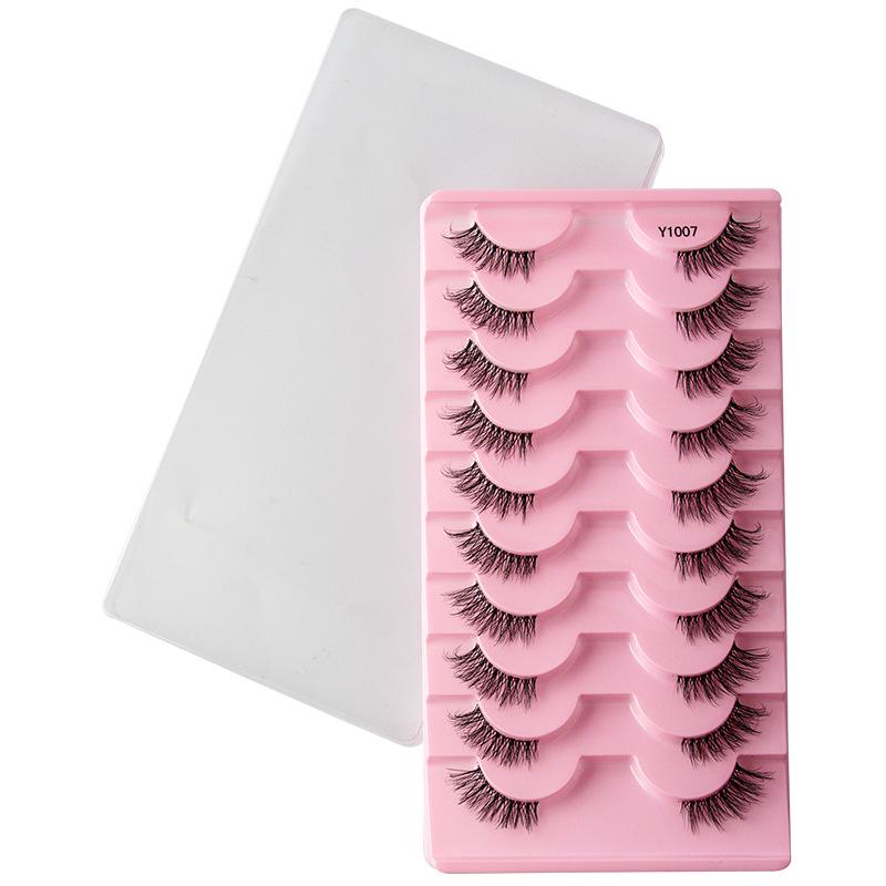 10-Pair Pack of Faux Mink Thick Half-Eye False Eyelashes