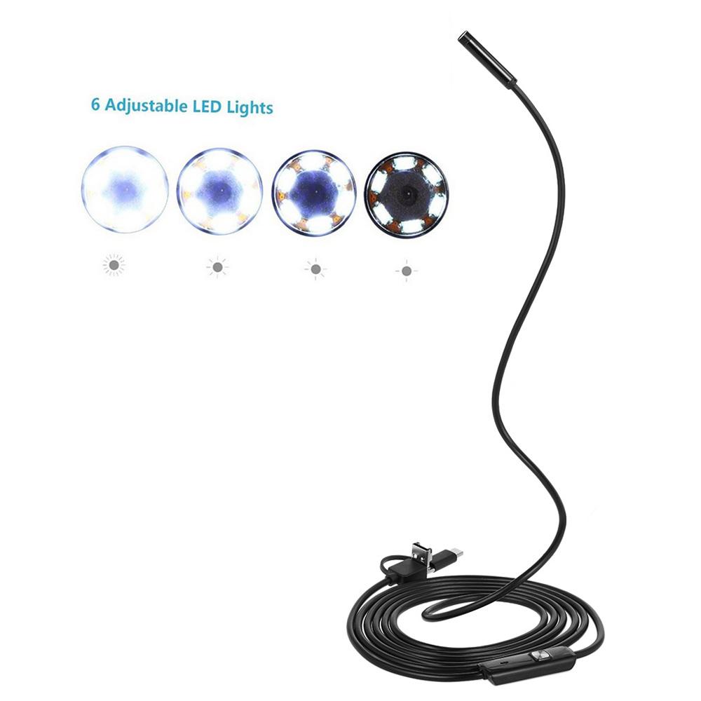 3 in 1 Inspection Camera Borescope Type C & Micro USB & USB Endoscope Waterproof IP67 for Android Phones PC 2m