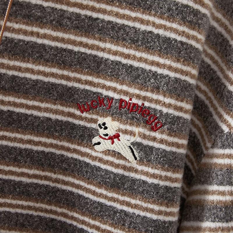 Women's Casual Striped Round Neck Sweatshirt