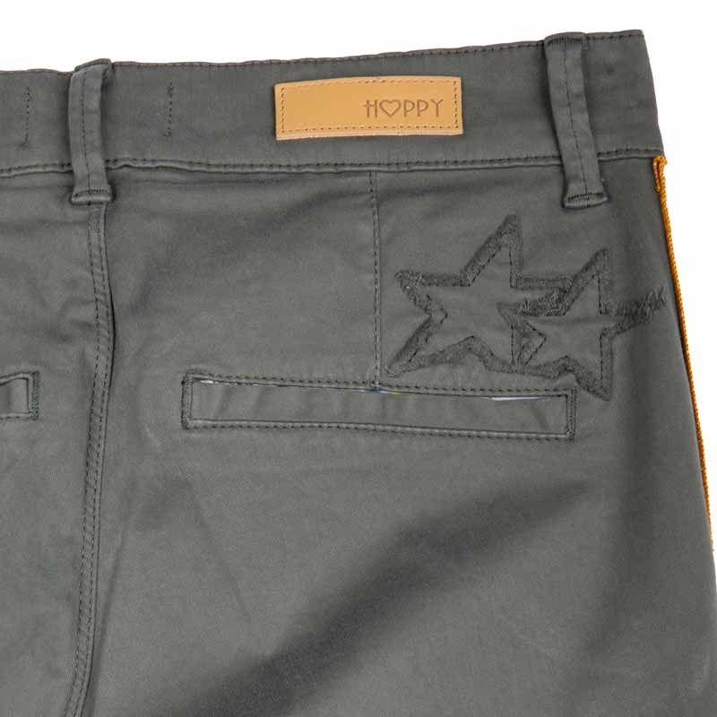 Dámské slim kalhoty khaki s duhovým leskem HAPPY