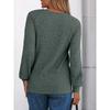 Women's Round Neck Solid Color Hollow Button Long Sleeved Casual Patchwork Top