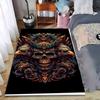 Ornate Gold Eagle Skull Decorative Art Floor Mat Area Rug for Gothic Home Living Room Wall Decor