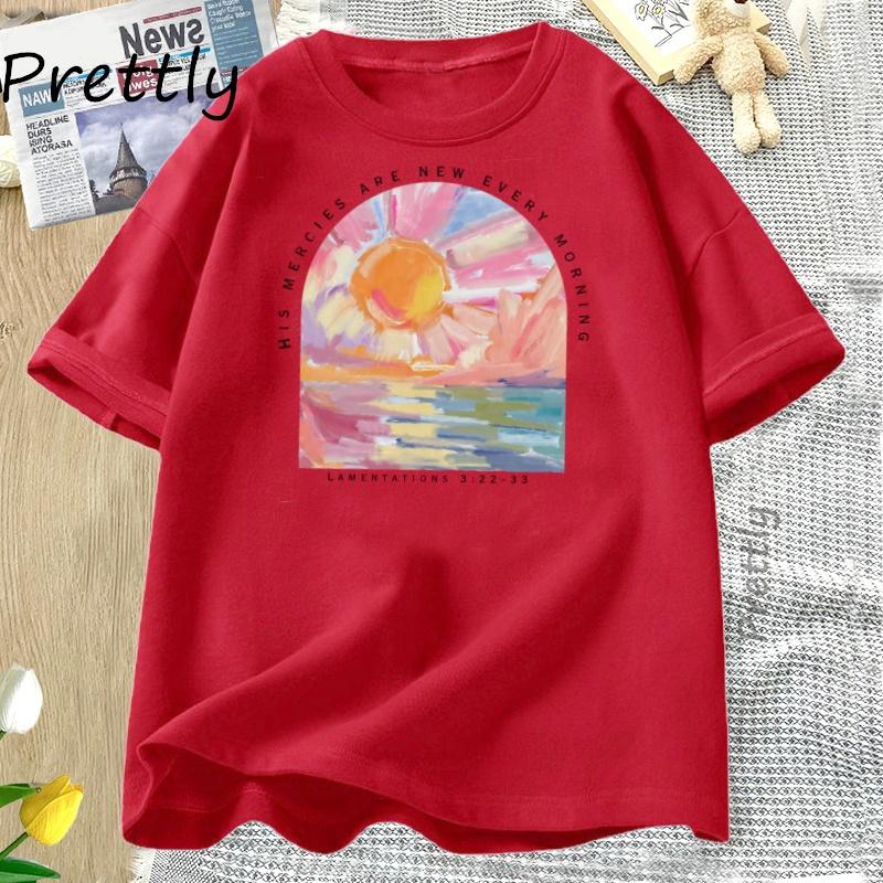 Religious Christian Women Cotton T Shirt Clothing Jesus Short Sleeve Tees Harajuku Summer Clothes Y2k Tops