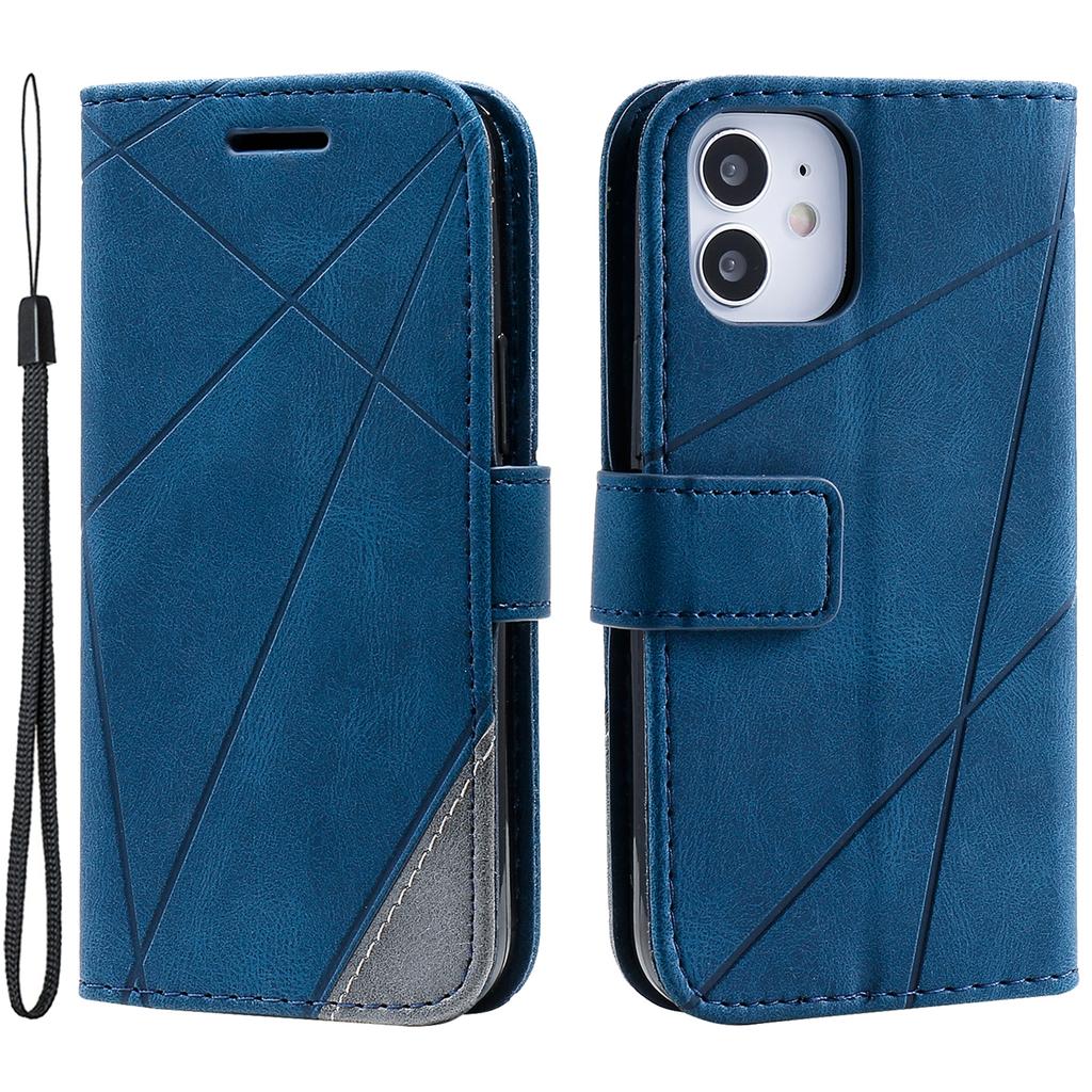 For iPhone 12 Mini Case Wallet Leather Phone Cover Skin-touch Texture