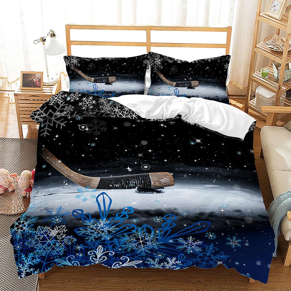 Ice Sports 3D Digital Printing Bed Three-Piece Quilt Cover Kit