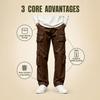 Men's Casual Cargo Pants Multi-Pocket Straight Leg Outdoor Long Pants with Twill
