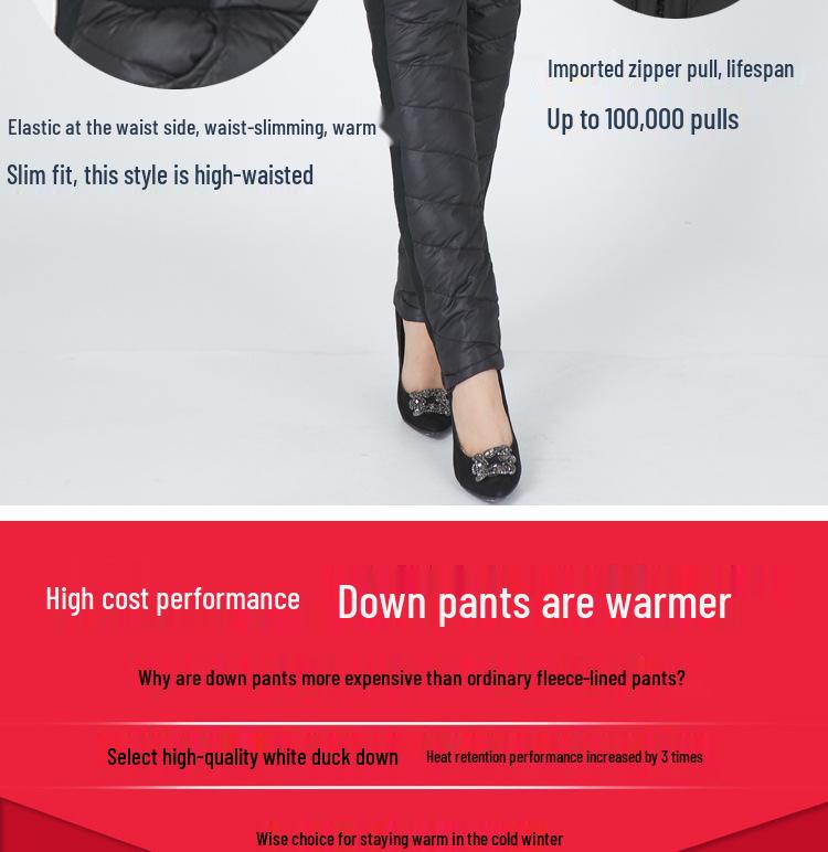 Damskie ciepłe spodnie puchowe z wysokim stanem dla kobiet w średnim i starszym wieku - Lekkie, odporne na zimno, odzież sportowa na jesień i zimę