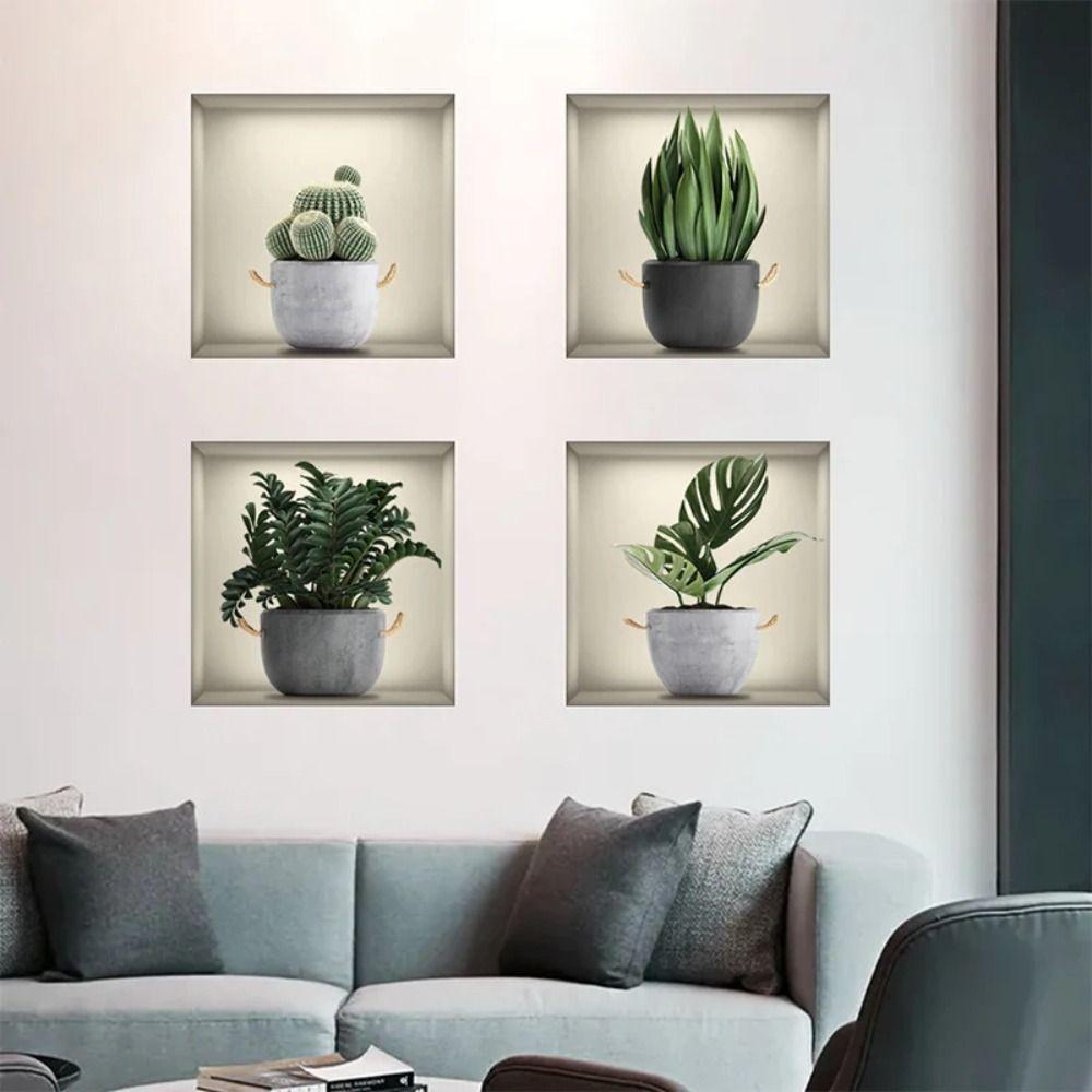 

30cm Green Plant Potted Wallpaper False Window Decorative Wall Sticker Kitchen
