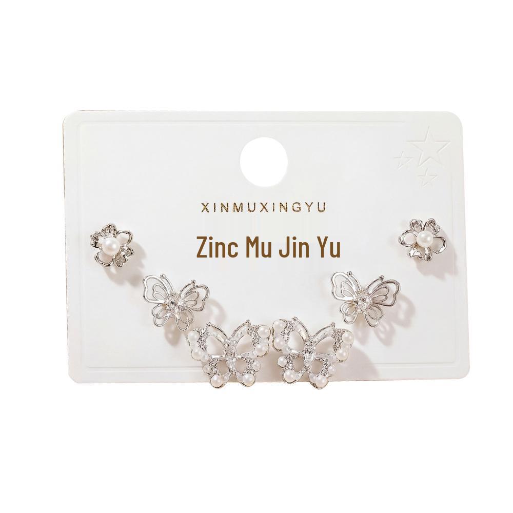 Elegant S925 Silver Butterfly Pearl Earrings: Japanese-Korean Minimalist Design with High-Quality Hollow Luxury Feel