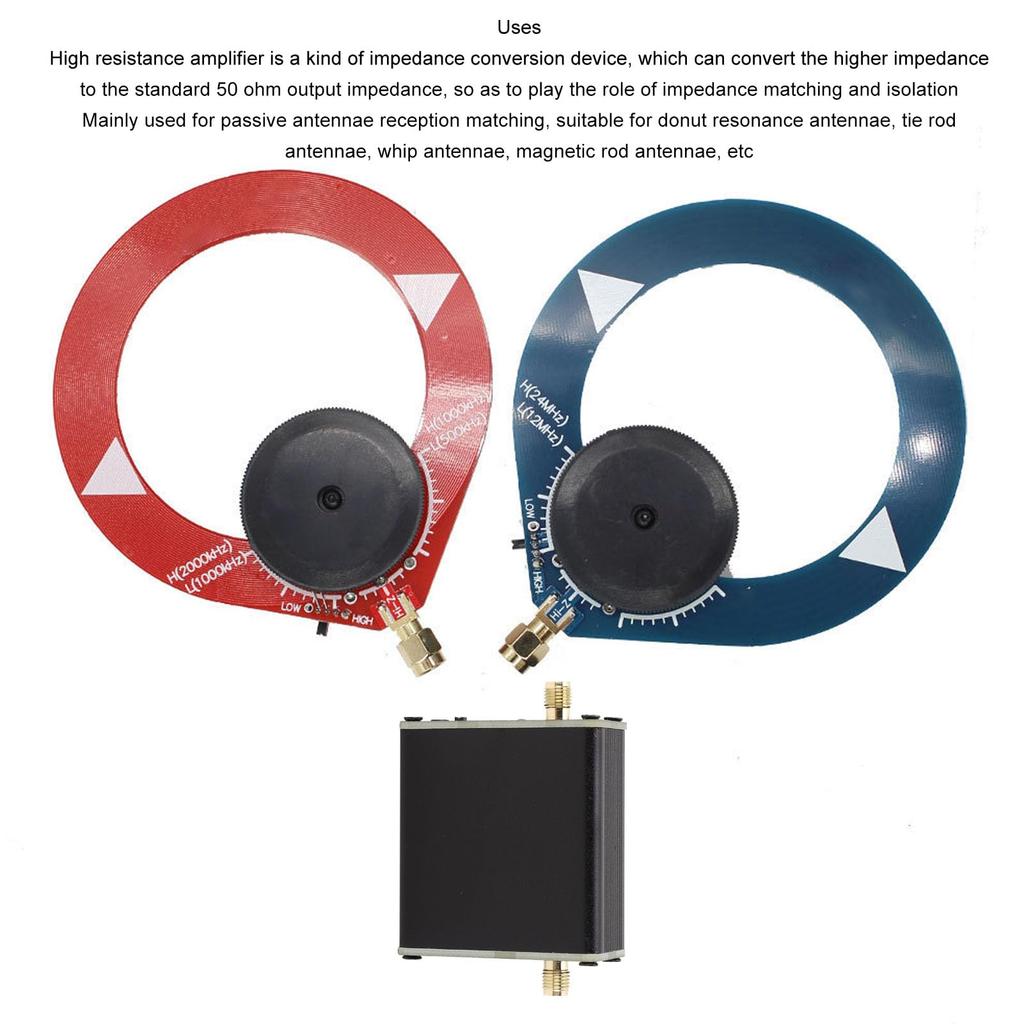 High Impedance Amplifier, Professional Hi Z Amplifier for Donut Antenna and Software Radio Loop Antenna, Built-in 600Mah Li-ion Battery