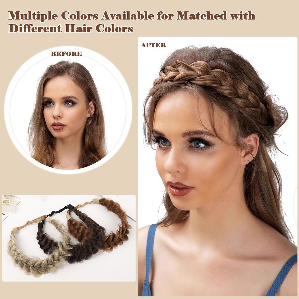 Braided Headbands for Women Synthetic Hair Plaited Braids Elastic Stretch Hairpiece Hair Band Beauty Accessory