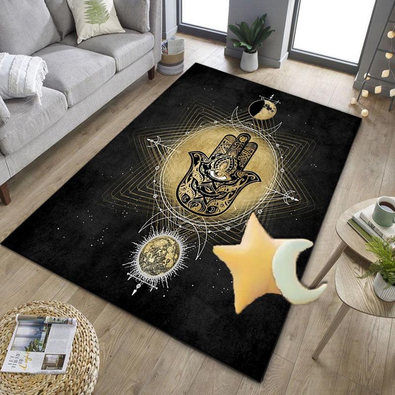 Colorful Hamsa Mandala Pattern Office Rug Chair Mat, Entryway Carpet, Suitable for Front Door, Bedroom, Living Room, Desk, Holiday Gift