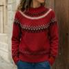 Ethnisch inspirierter Fair Isle Strickpullover - Herbst/Winter Jacquard Halbhoher Kragen