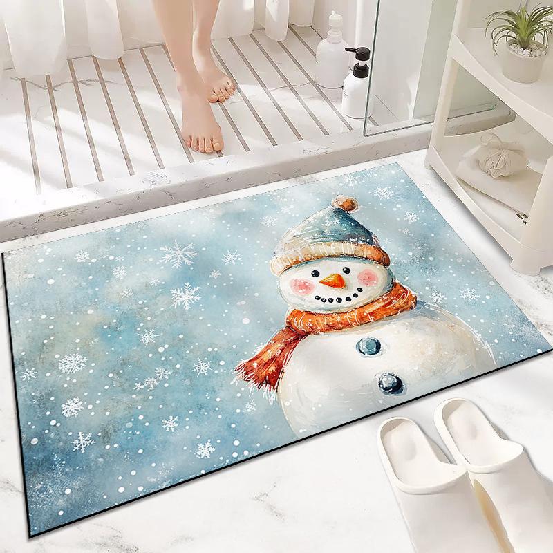 Snowman Entrance Door Mat Household Wear-resistant and Dirt-resistant Entrance Door Mat Bedroom Door Carpet Non-slip Floor Mat