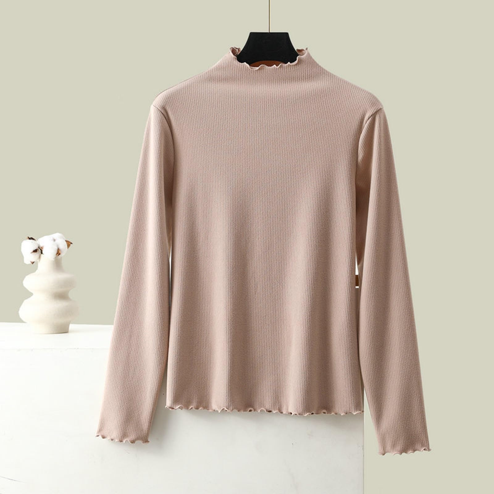 

Women s Slim-Fit Long-Sleeve Base Layer Top With Flounce Collar XL