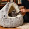Halb geschlossenes Katzen-Schlafbett Faltbar Winter-Wärmend Beheiztes Haustierbett Höhle USB-beheizt Kaltwetter-Katzennest Für Haustiere