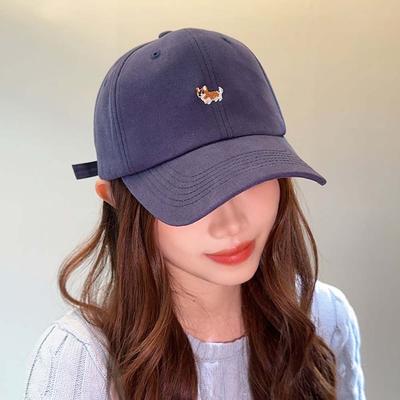 Cotton Men Sunshade Hat Dog Embroidered Peaked Cap Trendy Women Baseball Hat  Versatile