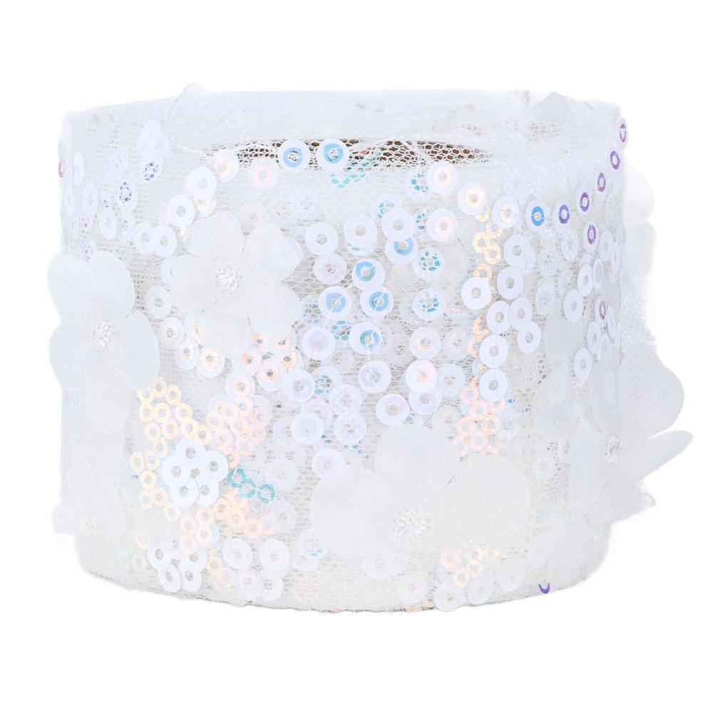 1pcs Polyester Material Sequined Tulle Roll 10 Yards Length Embroidered Sheer Ribbon For DIY Crafts