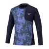 Tennis Wear Long Sleeve Practice Baritone Size 62JAC540 T-Shirt, Moisture-Wicking, Quick-Drying, Unisex, Blue, L,