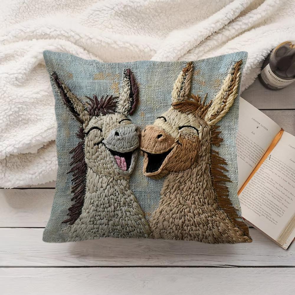 Spooky Goat Face 2D Cool Cushion Cover Silky Short Plush Invisible Zipper Dustproof Sofa Pillow Case For Home Decor