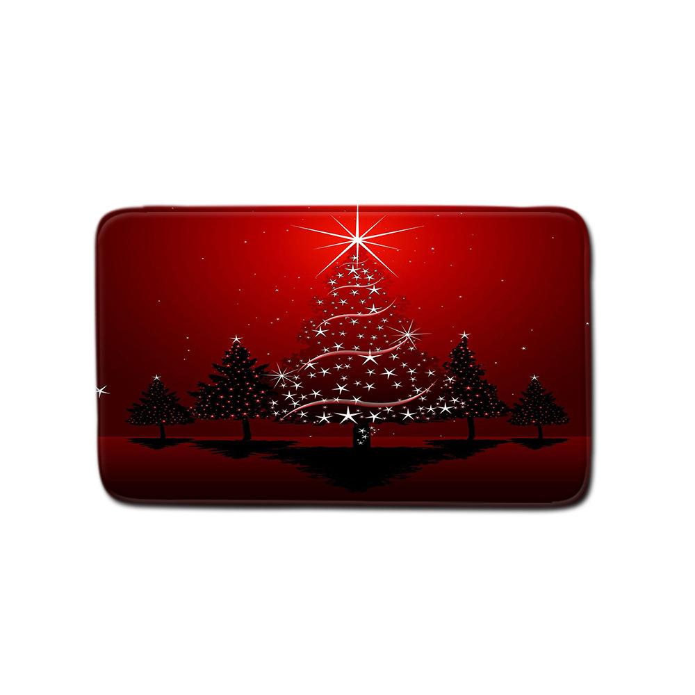 Christmas Waterproof Shower Curtain Four-Piece Combination Floor Mat Entrance Door Mat Bedroom Living Room Carpet